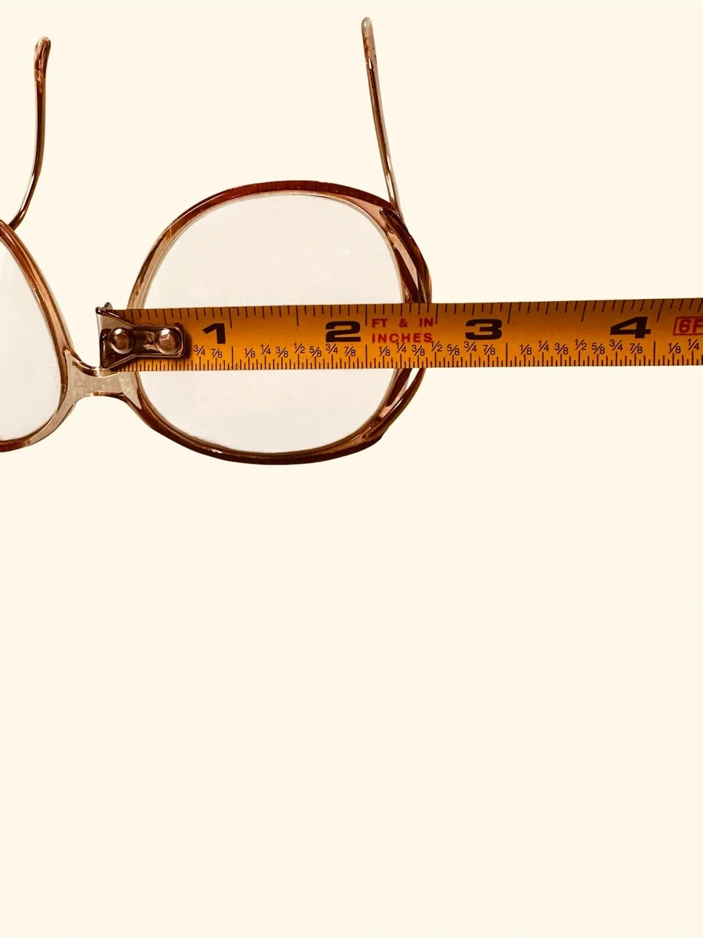 Vintage Oversized Katrina Clear Eyeglass Frames Pink Brown Gold Tone 54-18-135.